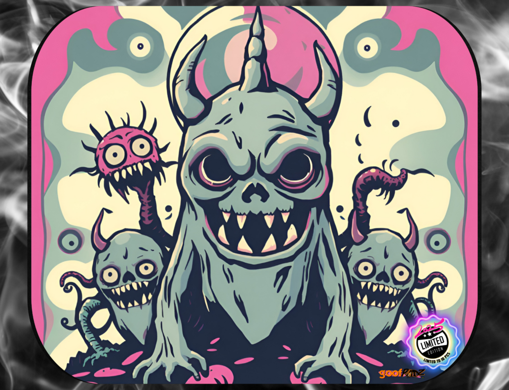 Goofpadz 'Trippy Monster #1' LE10 - 3-in-1 Glass Mat, Dab Mat & Mouse Pad