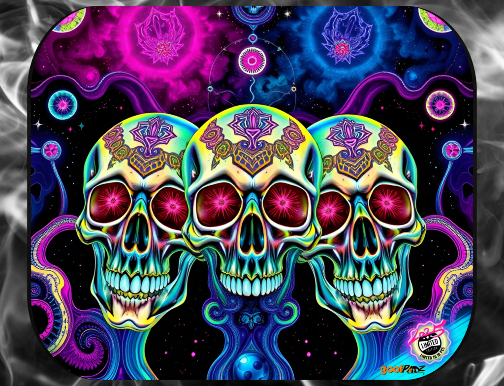 Goofpadz 'Trippy Skull #2' LE10 - 3-in-1 Glass Mat, Dab Mat & Mouse Pad