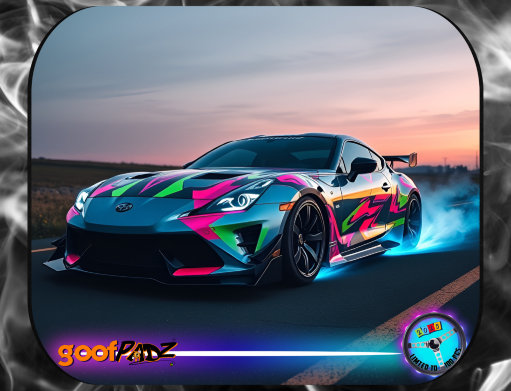 Goofpadz 'Sports Car #1' LE100 - 3-in-1 Glass Mat, Dab Mat & Mouse Pad