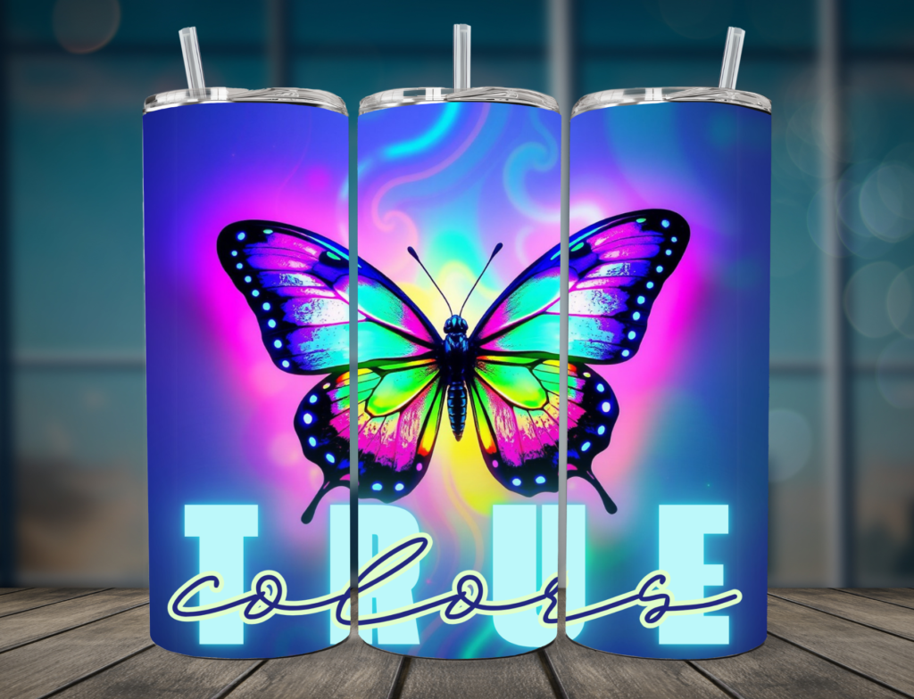 True Colors Butterfly 20oz. Skinny Tumbler