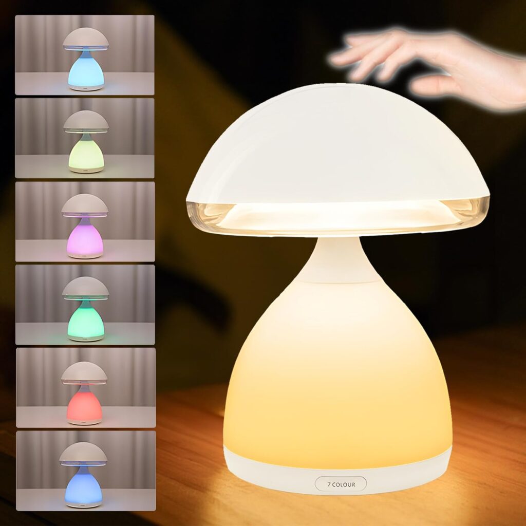 Mushroom Lamp Color Changing RGB,3 Way Dimmable LED Touch Lamp