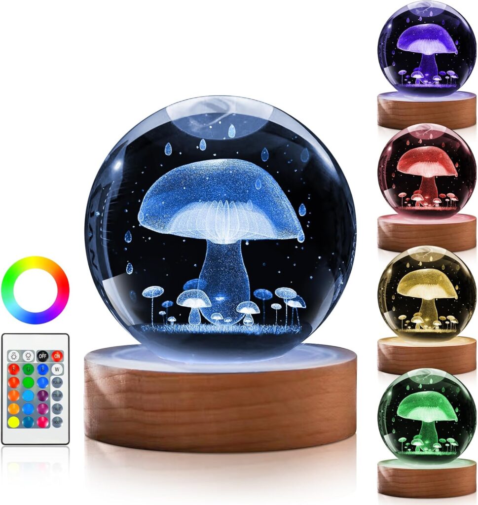 Large Crystal Ball 3D Mushroom Lamp