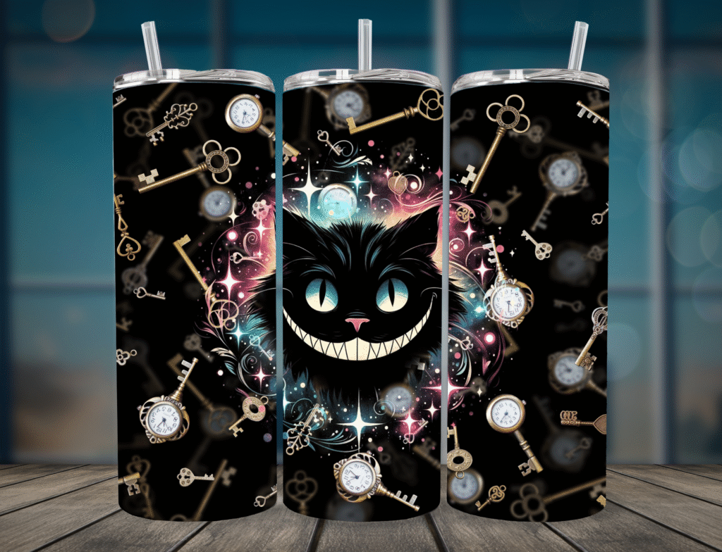 Black Cheshire Cat - 20oz Halloween Horror Tumbler