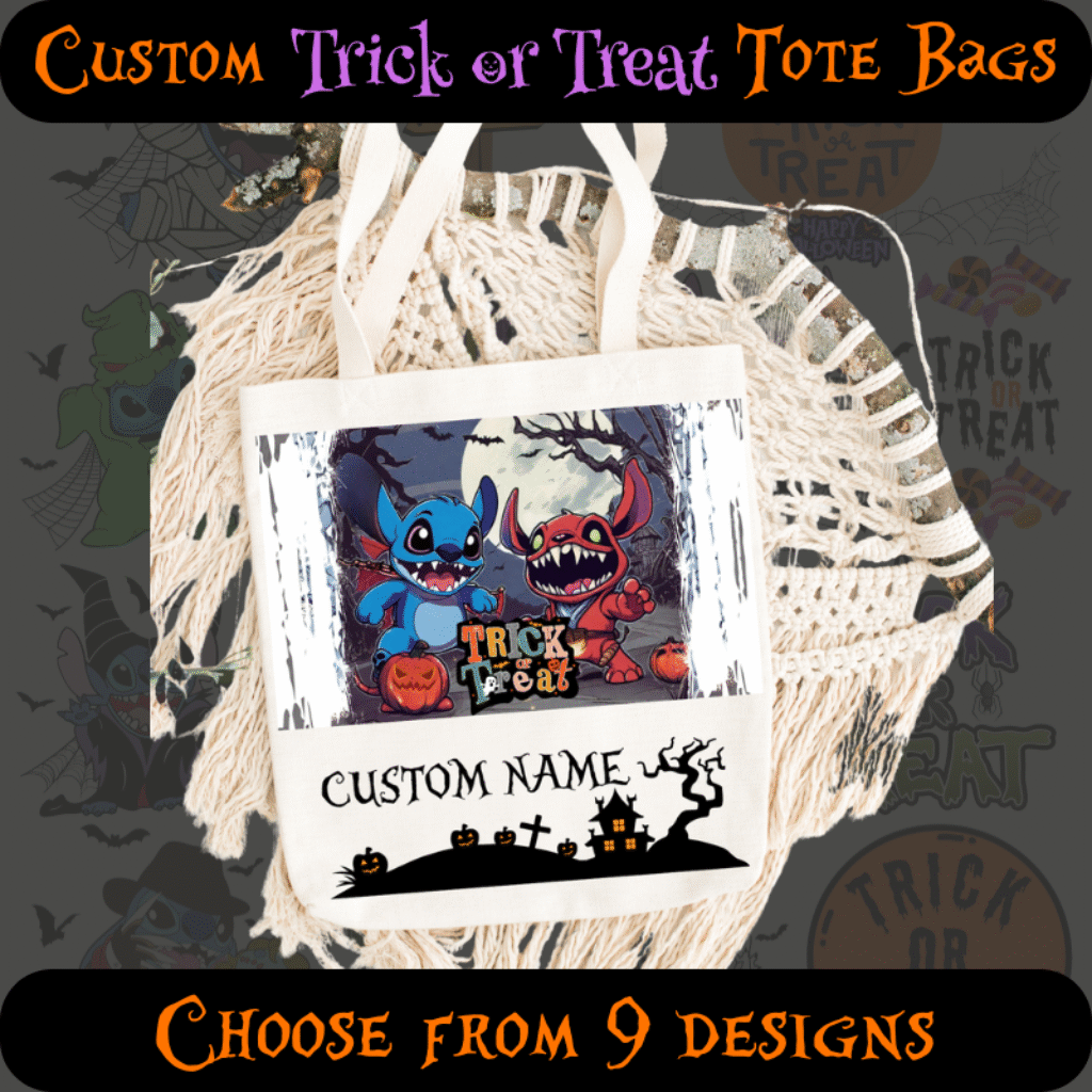 Custom Trick or Treat Tote Bag | Personalized Halloween Canvas Bag